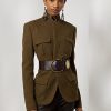 Olivgrüne Ralph Lauren Rhodri-Jacken aus Wollmischung für Damen