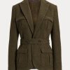 Olivgrüne Ralph Lauren Rhodri-Jacken aus Wollmischung für Damen