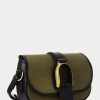 Olivgrüne Ralph Lauren Welington-Schultertaschen aus Canvas und Kalbsleder für Damen