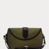 Olivgrüne Ralph Lauren Welington-Schultertaschen aus Canvas und Kalbsleder für Damen