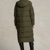 Olivgrüne, wasserabweisende lange Daunenmäntel von Ralph Lauren für Damen
