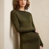 Olivgrünes langärmliges Abendkleid aus Seide von Ralph Lauren für Damen