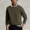 Olivgrünes, meliertes Doppelstrick-Sweatshirt von Ralph Lauren für Herren