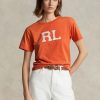 Orange Damen Ralph Lauren Rl Logo Jersey T Shirts