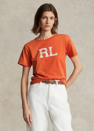Orange Damen Ralph Lauren Rl Logo Jersey T Shirts