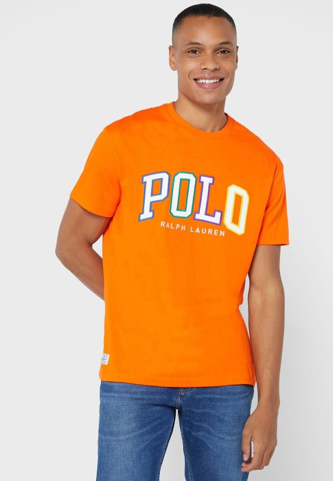 Orange Herren Ralph Lauren Logo Rundhals T-Shirts