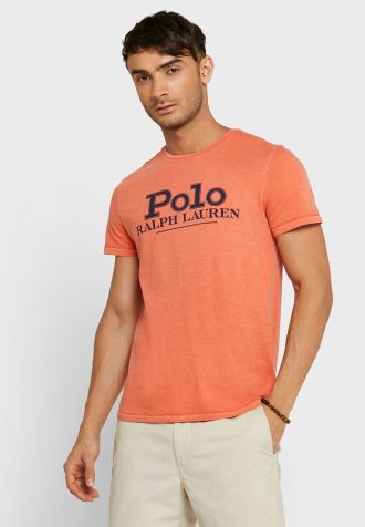 Orange Herren Ralph Lauren Logo Rundhals T-Shirts