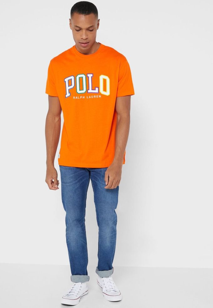 Orange Herren Ralph Lauren Logo Rundhals T-Shirts