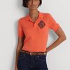 Orange Poloshirts aus Jersey von Ralph Lauren für Damen
