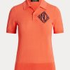 Orange Poloshirts aus Jersey von Ralph Lauren für Damen