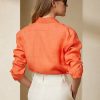 Orange Ralph Lauren Adrien Leinenhemden für Damen