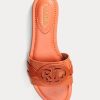 Orange Ralph Lauren Alegra Flache Schuhe aus Leder mit Krokodilprägung für Damen