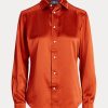 Orange Ralph Lauren Damen Mulberry Silk Shir Shirts