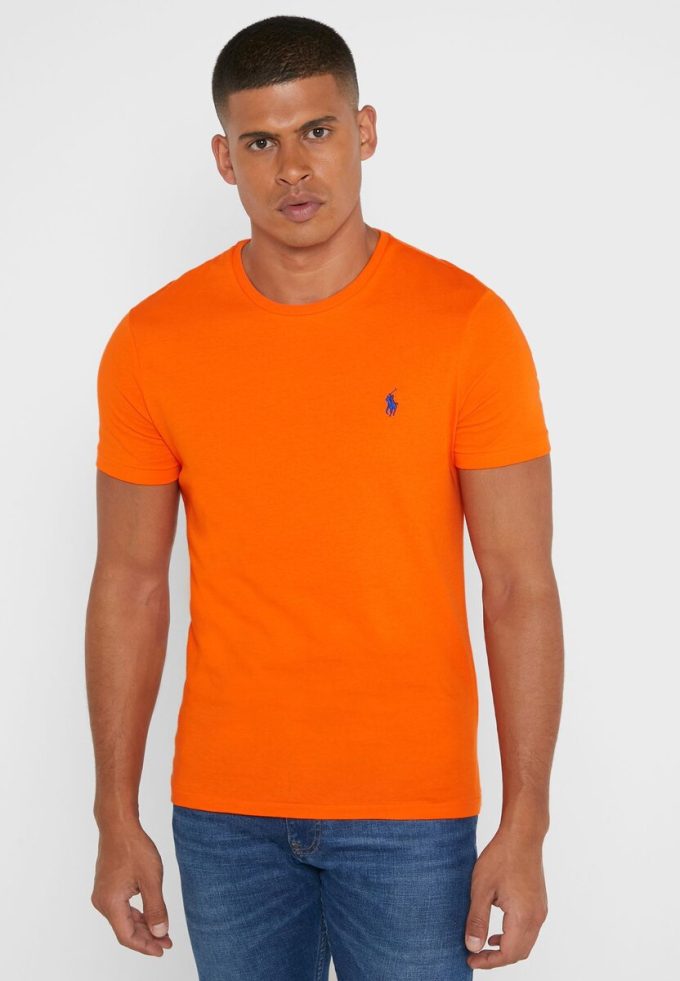 Orange Ralph Lauren Essential T-Shirts mit Rundhalsausschnitt für Herren