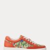 Orange Ralph Lauren Hailey Floral Monogram Jacquard Sneakers für Damen