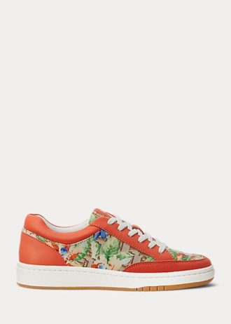 Orange Ralph Lauren Hailey Floral Monogram Jacquard Sneakers für Damen