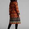 Orange Ralph Lauren Jacquard-Mäntel mit Shearling-Kragen für Damen