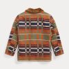 Orange Ralph Lauren Jacquardjacken mit Shearling-Kragen für Damen