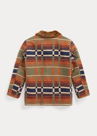 Orange Ralph Lauren Jacquardjacken mit Shearling-Kragen für Damen