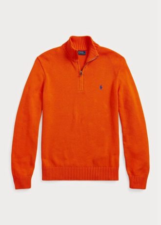 Orange Ralph Lauren Pullover mit Viertelreißverschluss aus Baumwolle für Herren