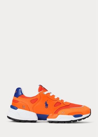 Orange / Royalblaue Ralph Lauren Jogger Wildleder & Mesh Sneakers für Herren
