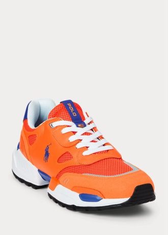 Orange / Royalblaue Ralph Lauren Jogger Wildleder & Mesh Sneakers für Herren