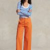Orangefarbene Chinohose mit weitem Bein für Damen von Ralph Lauren