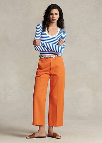 Orangefarbene Chinohose mit weitem Bein für Damen von Ralph Lauren