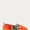 Orangefarbene Ralph Lauren Bowsworth Leinen-Espadrilles mit Blumenmuster für Herren