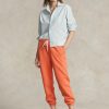 Orangefarbene Ralph Lauren Fleece-Sporthose für Damen