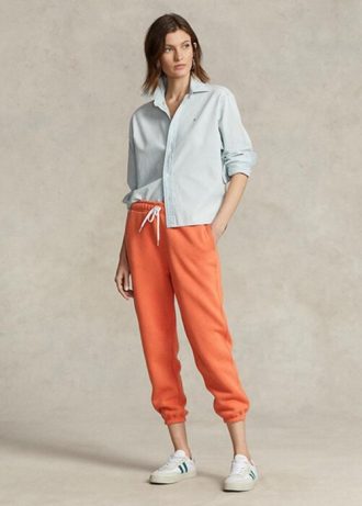 Orangefarbene Ralph Lauren Fleece-Sporthose für Damen