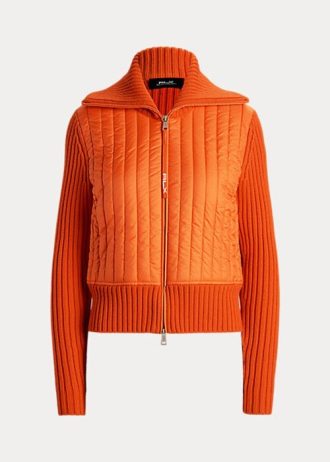 Orangefarbene Ralph Lauren Hybrid-Jacken mit Trichterkragen für Damen