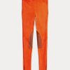 Orangefarbene Ralph Lauren Jodhpur-Leggings aus Stretch-Lammfell-Wildleder für Damen