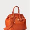 Orangefarbene Ralph Lauren Soft Ricky 33 Handtasche aus Kalbsleder für Damen