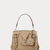 Pale Honey Damen Ralph Lauren Soft Ricky 18 Handtasche aus Kalbswildleder