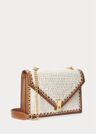 Parchment Cream Damen Ralph Lauren Polo ID Crochet Envelope Chain Umhängetaschen