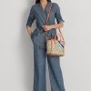 Prnt Khaki Mjcqrd/Portsid Damen Ralph Lauren Monogram Jacquard Medium Tyler Tote Bags