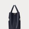 Raffinierte kleine Marcy-Umhängetaschen aus gepunktetem Leder für Damen in Marineblau/Vanille