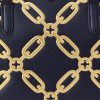 Raffinierte Marineblau/Modern Gold Damen Ralph Lauren Foliendruck Leder Medium Marcy Satchel Taschen