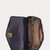 Raffinierte Marineblaue Damen Ralph Lauren Gesteppte Leder Mittelgroße Farrah Satchel Taschen