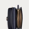Raffinierte, marineblaue Damen-Umhängetasche „Adair“ aus geprägtem Leder von Ralph Lauren