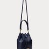 Raffinierte, marineblaue Damenhandtasche aus Ralph Lauren-Leder mit großer Andie-Tasche