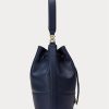 Raffinierte, marineblaue Damenhandtasche aus Ralph Lauren-Leder mit großer Andie-Tasche