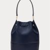 Raffinierte, marineblaue Damenhandtasche aus Ralph Lauren-Leder mit großer Andie-Tasche