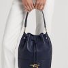 Raffinierte, marineblaue Damenhandtasche aus Ralph Lauren-Leder mit großer Andie-Tasche