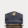 Raffinierte, marineblaue/vanillefarbene Ralph Lauren Tayler-Umhängetaschen mit Polka-Dot-Muster für Damen