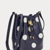 Raffinierte, mittelgroße Andie-Handtasche mit Polka-Dot-Muster in Marineblau/Vanille für Damen von Ralph Lauren