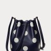 Raffinierte, mittelgroße Andie-Handtasche mit Polka-Dot-Muster in Marineblau/Vanille für Damen von Ralph Lauren