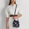 Raffinierte, mittelgroße Andie-Handtasche mit Polka-Dot-Muster in Marineblau/Vanille für Damen von Ralph Lauren