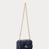 Raffinierte, mittelgroße Umhängetaschen aus gestepptem Nappaleder für Damen von Ralph Lauren in Marineblau